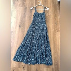 Navy dress with white florals.